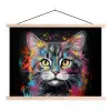 Kat - Graffiti - Dieren - Kleuren - Grijs textielposter latten blank klein -3d