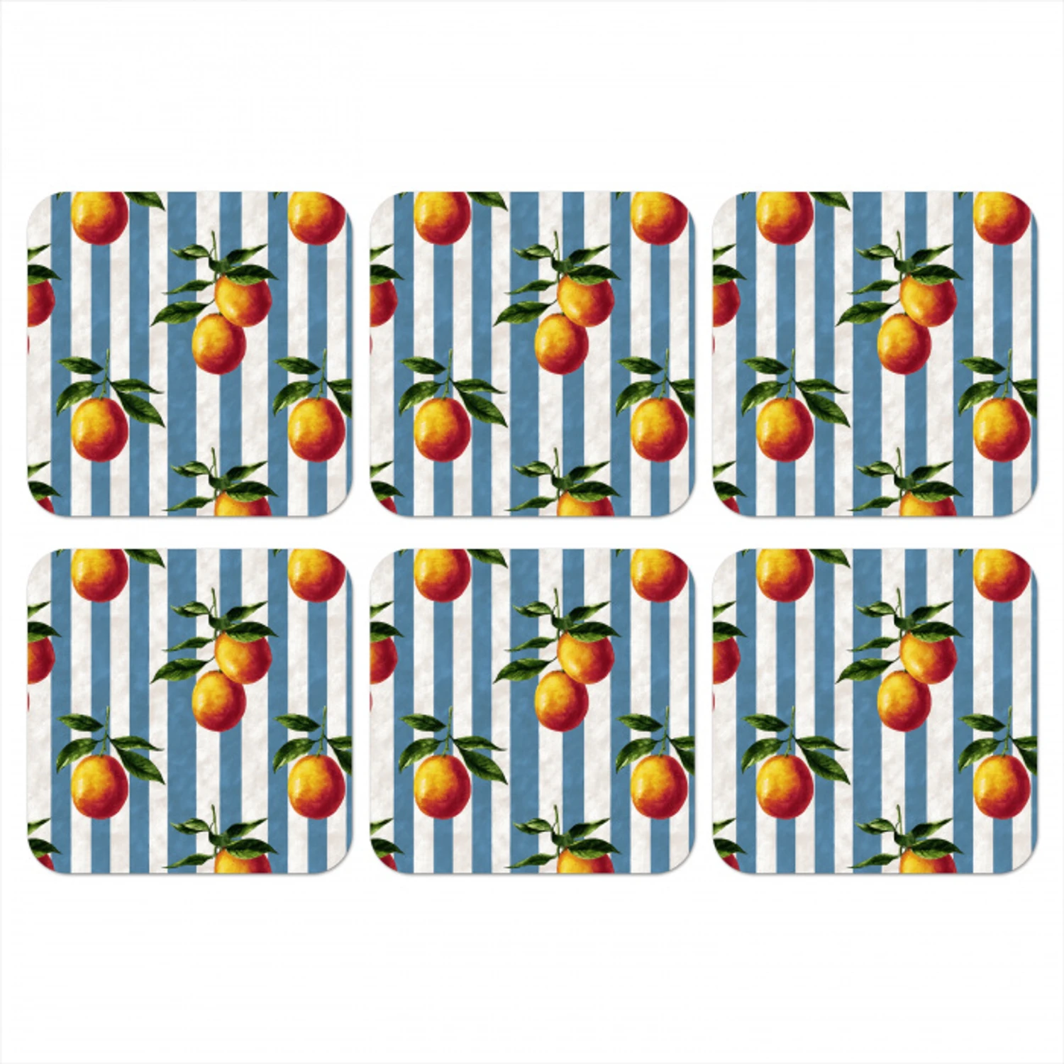Strepen - Citroen - Blauw onderzetter kurk middel 366 -3d