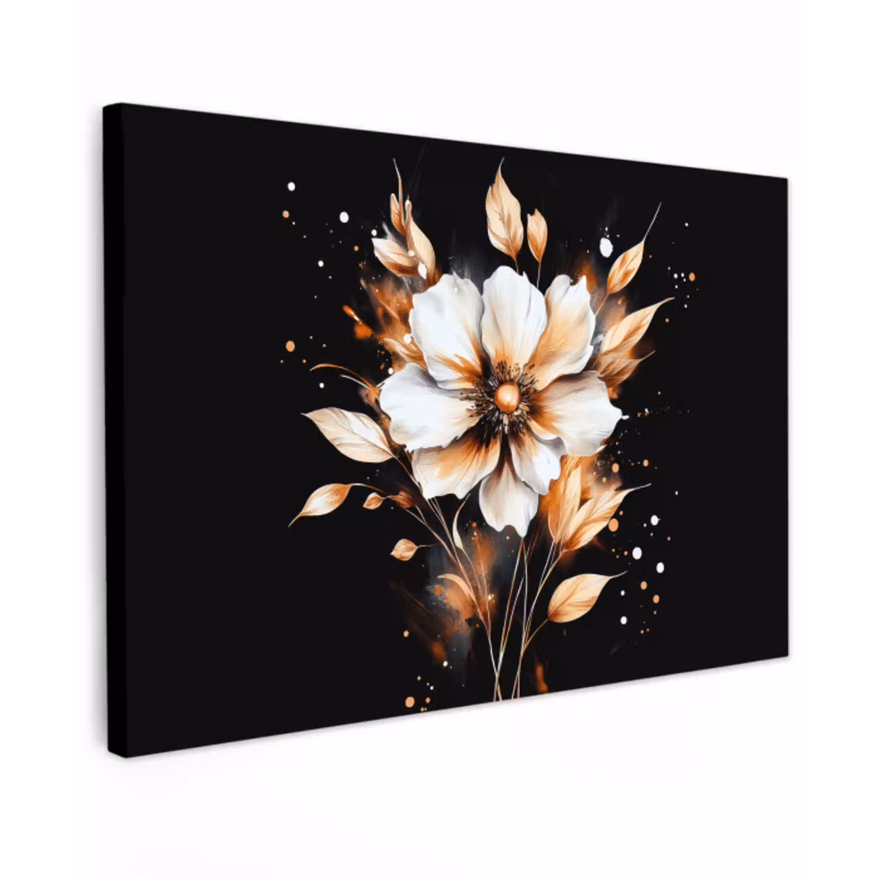 Bloem - Verf - Goud - Graffiti - Modern Tuinposter op houten frame 2 cm dik klein -3d
