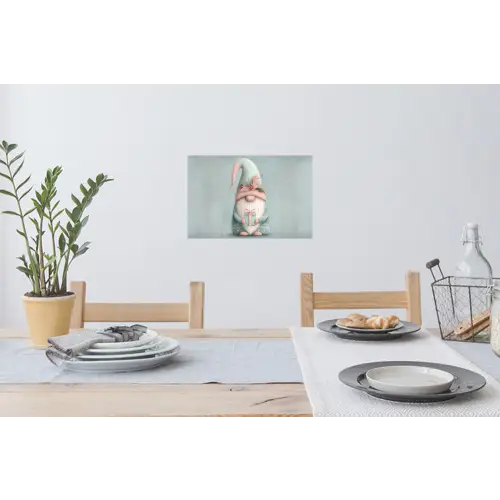 Kerstgnome - Cadeau - Groen Muursticker klein -eettafel