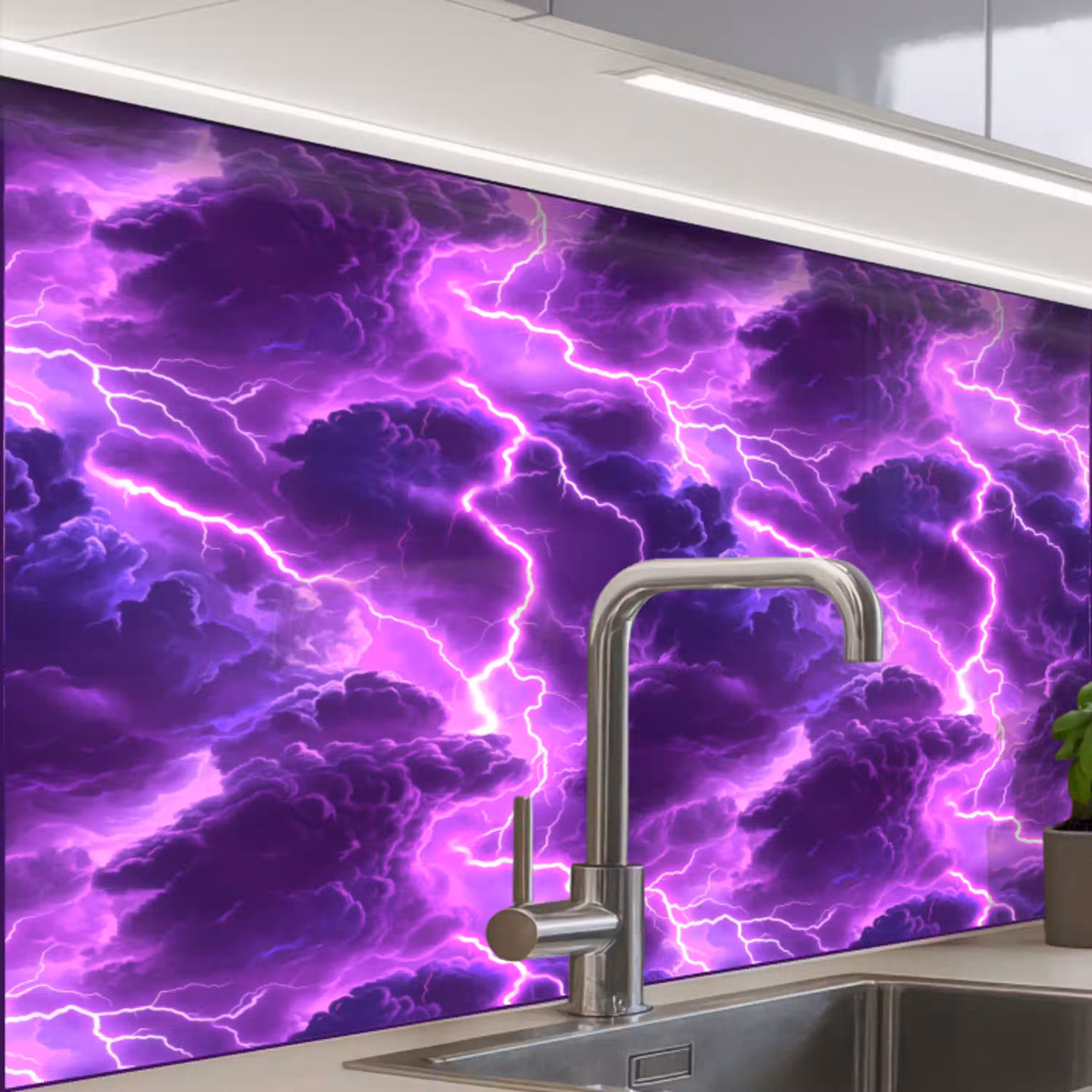 Paars - Bliksem - Wolken keuken achterwand 2 middel 865 -zzzz3d_schuin
