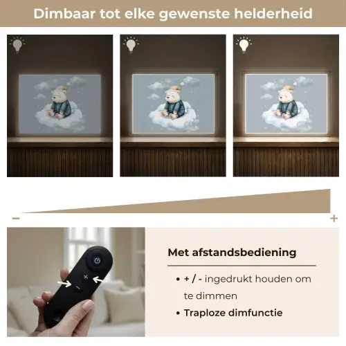 Ijsbeer - Pyjama - Wolken - Sterrenhemel Light Box met batterij (Wandlamp kind) middel -USP_dimbaarNL