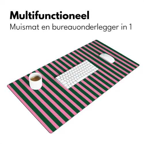 Verticale strepen - Groen - Roze Muismat XXL klein 681 -sfeer4