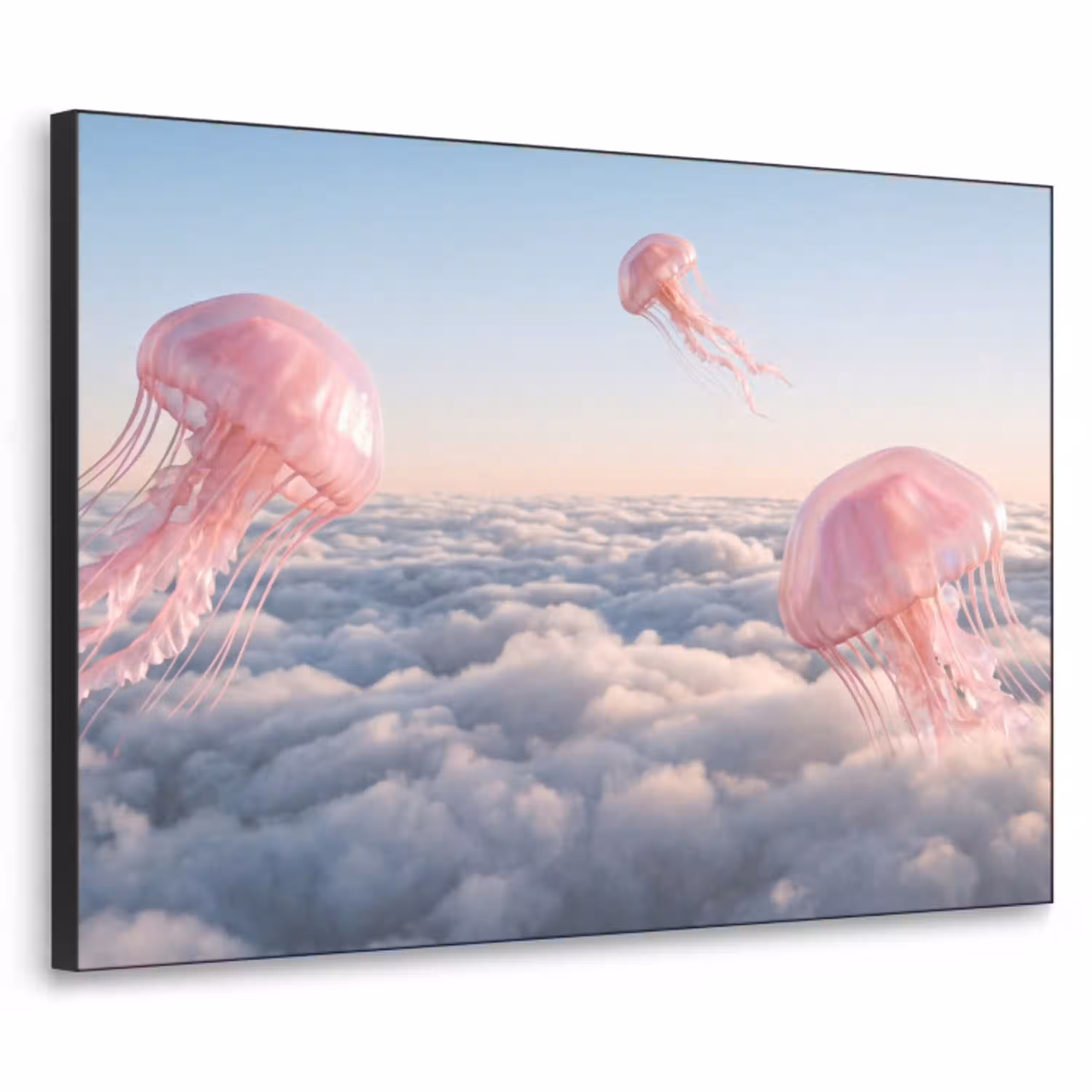 Roze dier - Wolken Textielframe zwart klein -3d