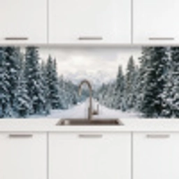 Weg - Sneeuw - Naaldbos - Winter - Avontuurlijk keuken achterwand 2 middel -3d