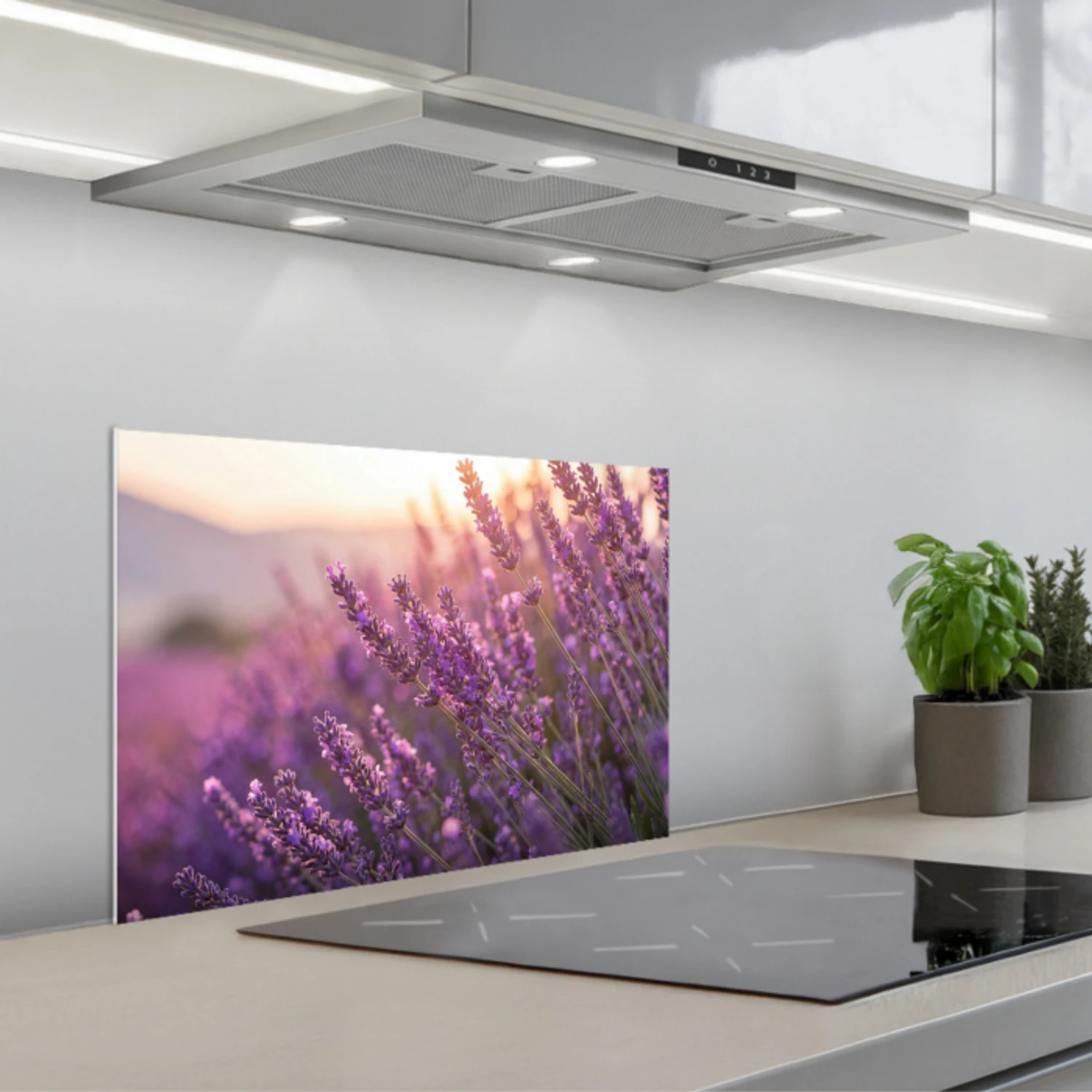 Lavendel - Paars - Zonlicht keuken achterwand spatscherm klein -3d_schuin