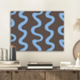Kronkelende lijnen - Blauw - Bruin - Minimalistisch PET vilt klein 837 -sfeer1