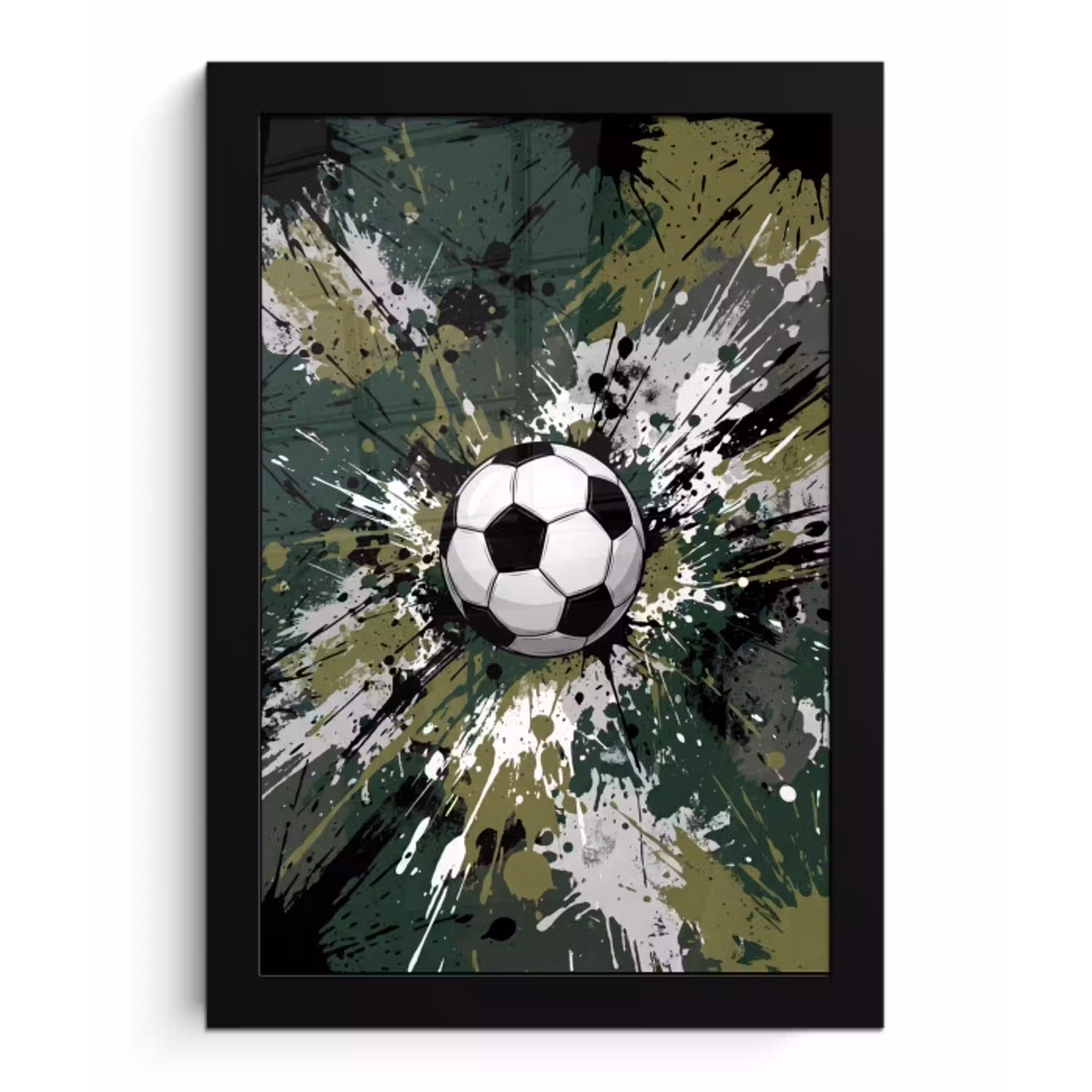 Voetbal - Verf - Spetters - Groen fotolijst zwart zonder passe partout klein -3d
