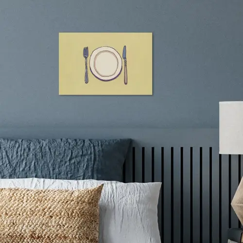Illustratie - Bord - Bestek - Beige poster papier klein -sfeer2