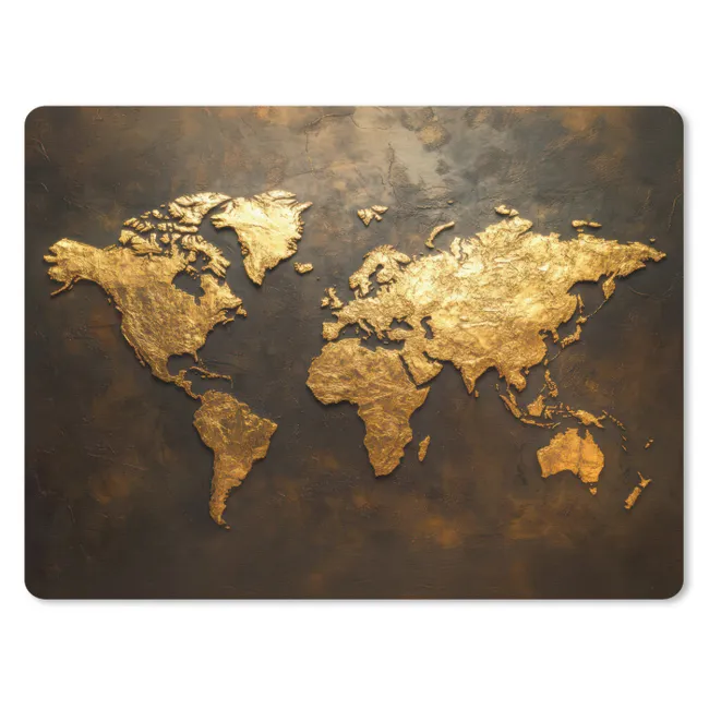 Mouse Pad - World map - Gold - Rust