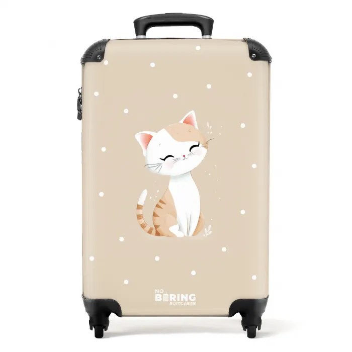 Kat omringd door beige stippen NBS - Handbagage koffer - Volwassenen Unisex middel -productfoto_recht