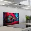 Boombox - Rood - Graffiti - Neon keuken achterwand spatscherm klein -3d_schuin