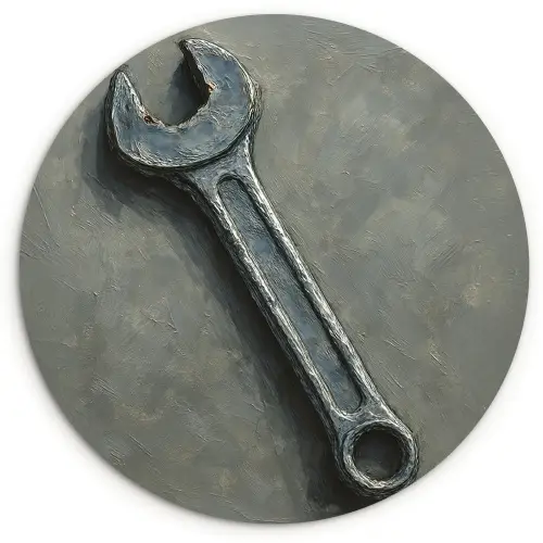 Steeksleutel - Schilderij - Gereedschap - Verf Wandcirkel kunststof plaat 5mm dik klein -3d