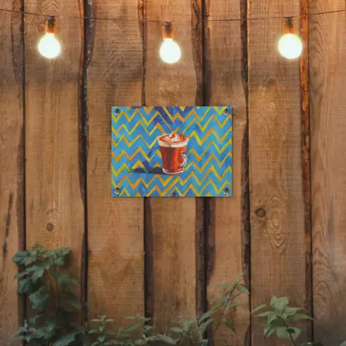 Mok - Koffie - Zigzag - Slagroom tuinposter los doek klein -sfeer1