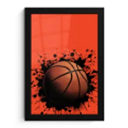 Basketbal - Verf - Sport - Oranje fotolijst zwart zonder passe partout klein -3d