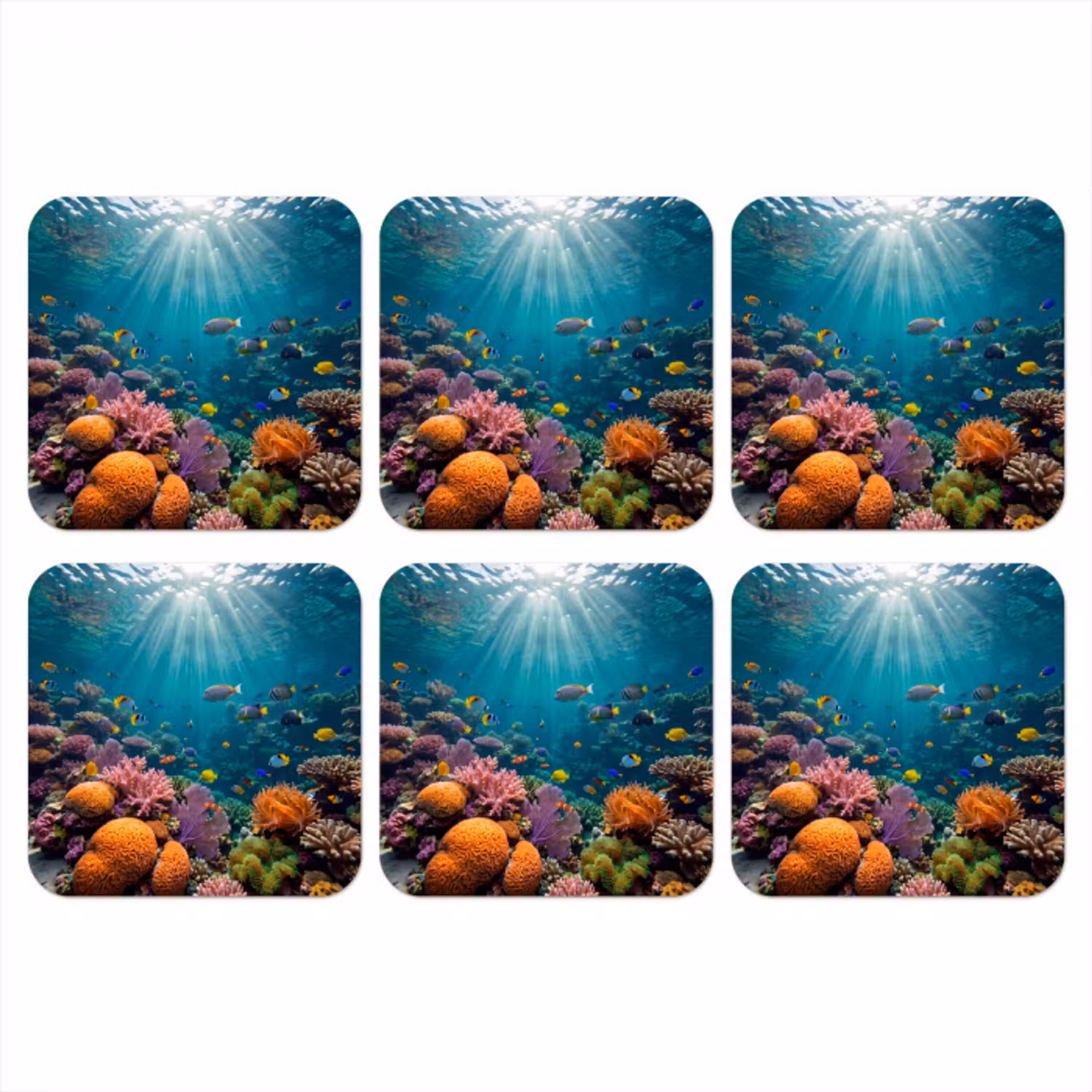 Vis - Koraal - Oceaan - Natuur - Kleurrijk onderzetter kurk middel -3d