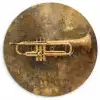 Trompet - Geel - Muzikaal Wandcirkel kunststof plaat 5mm dik klein -3d