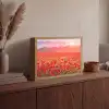 Bloemen - Klaprozen - Rood - Bloemenveld Light Box met batterij (Wandlamp) middel -sfeer2