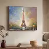 Eiffeltoren - Schilderij - Olieverf - Parijs Textielframe zwart klein -sfeer3