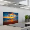 Zee - Zonsondergang - Strand - Wolken - Oranje keuken achterwand spatscherm klein -3d_schuin