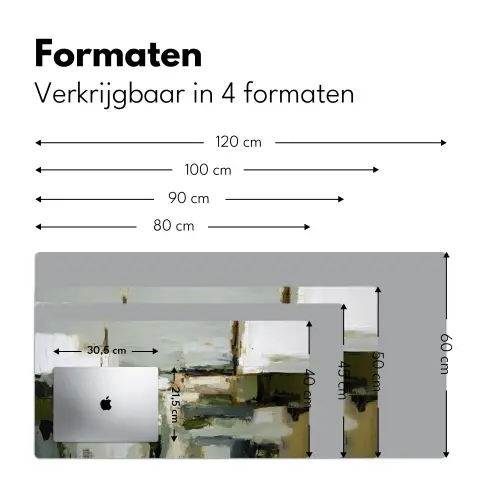 Penseelstreken - Groen - Abstract - Japandi Muismat XXL klein -sfeer5