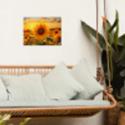 Zonnebloem in de avondzon tuinposter los doek klein -sfeer7