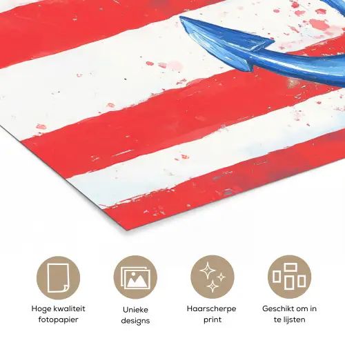 Anker - Verfspatten - Rood - Blauw poster papier klein -closeup_NL