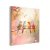 Vogels - Kleurrijk - Tak aluminium wit klein -3d