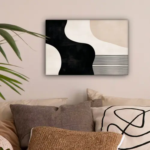 Abstract - Japandi - Beige - Modern canvas 2cm klein -sfeer1