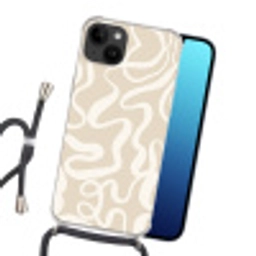 Lijnen - Abstract - Beige - Wit - Minimalistisch Crossbody Case iPhone 14 middel -sfeer1