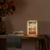 Zee - Zonsondergang - Strand - Wolken - Oranje Light Box met kabel (Tafellamp) klein -sfeer4