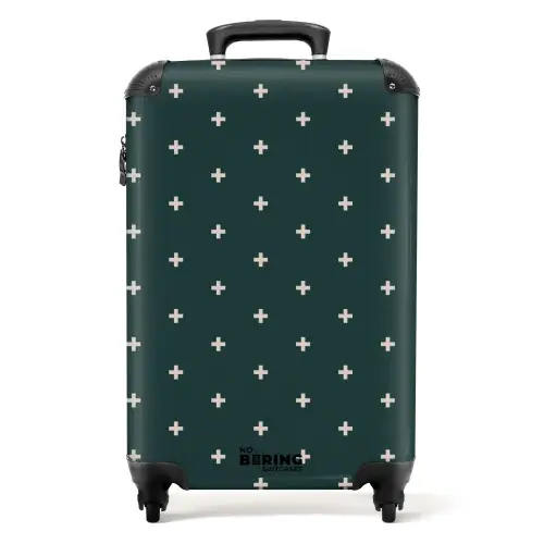 Patronen - Plus patroon op grijsblauw NBS - Handbagage koffer - Kinderen Unisex middel -productfoto_recht