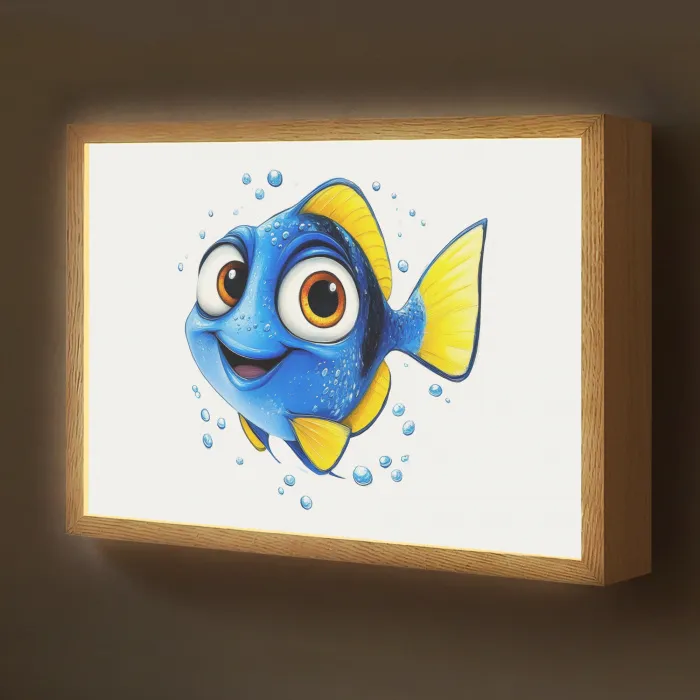 Doktersvis - Blauw - Vis - Spetters Light Box met batterij (Wandlamp kind) middel -z3d_website