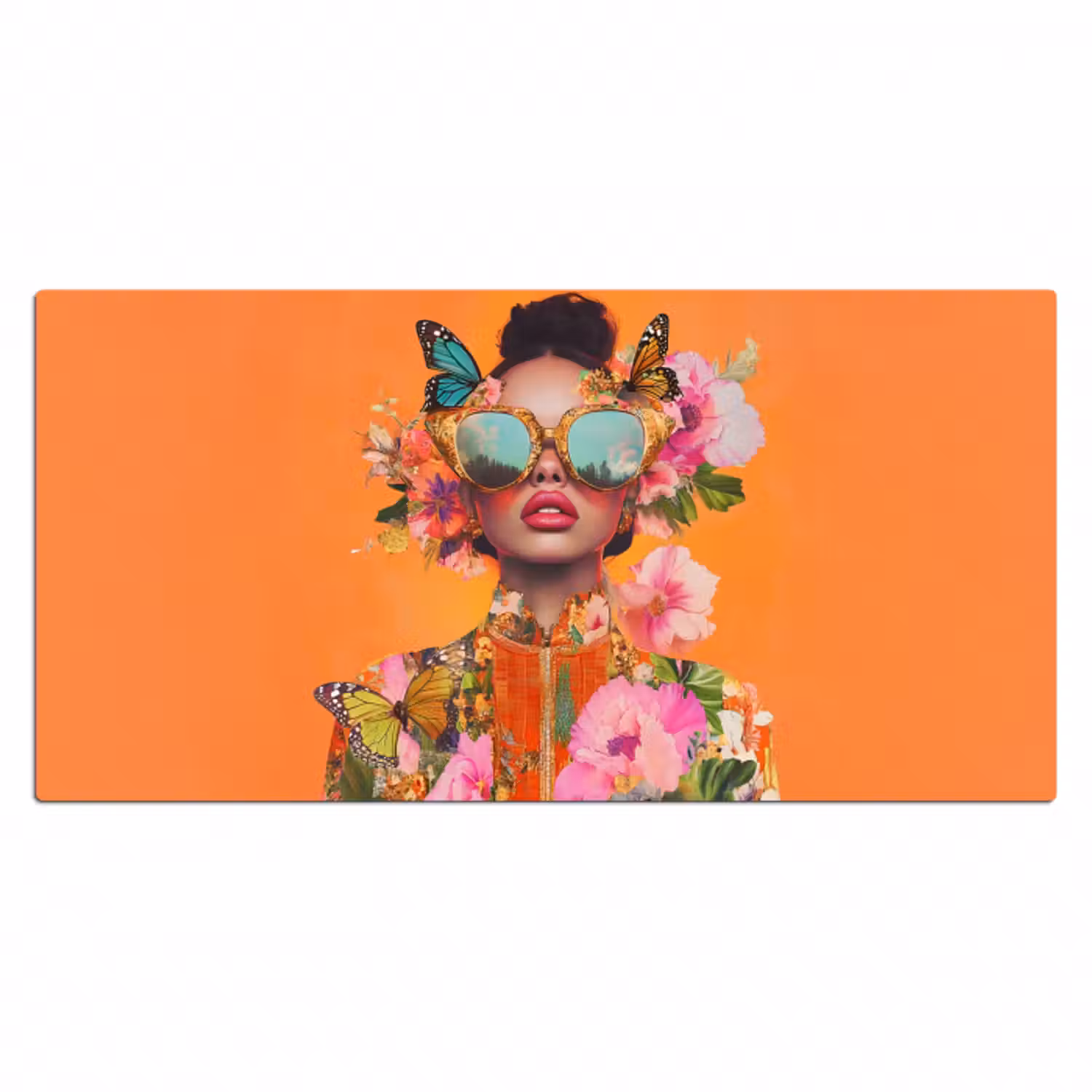 Schreibtischunterlage - Schmetterlinge - Frau - Sonnenbrille - Bunt