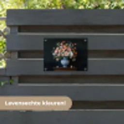 Hout - Vaas - Kleuren - Bloemen tuinposter los doek klein -sfeer3