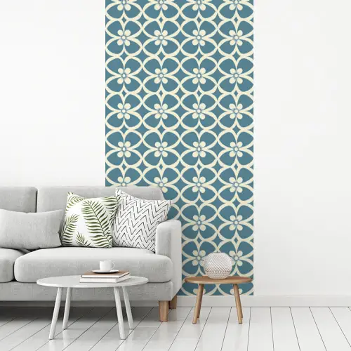 Patroon - Symmetrisch - Blauw fotobehang vinyl groot 64 -woonkamer