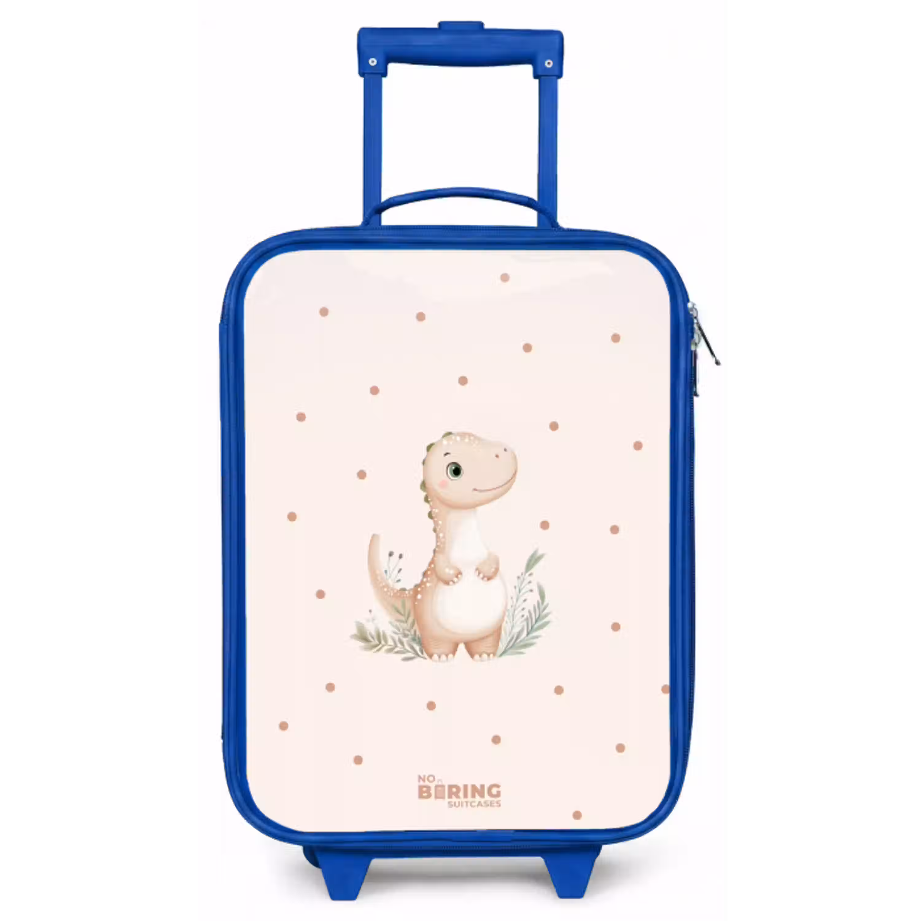 Beige dino op een stippen achtergrond Kinderkoffer - Blauw klein -zz3dotto