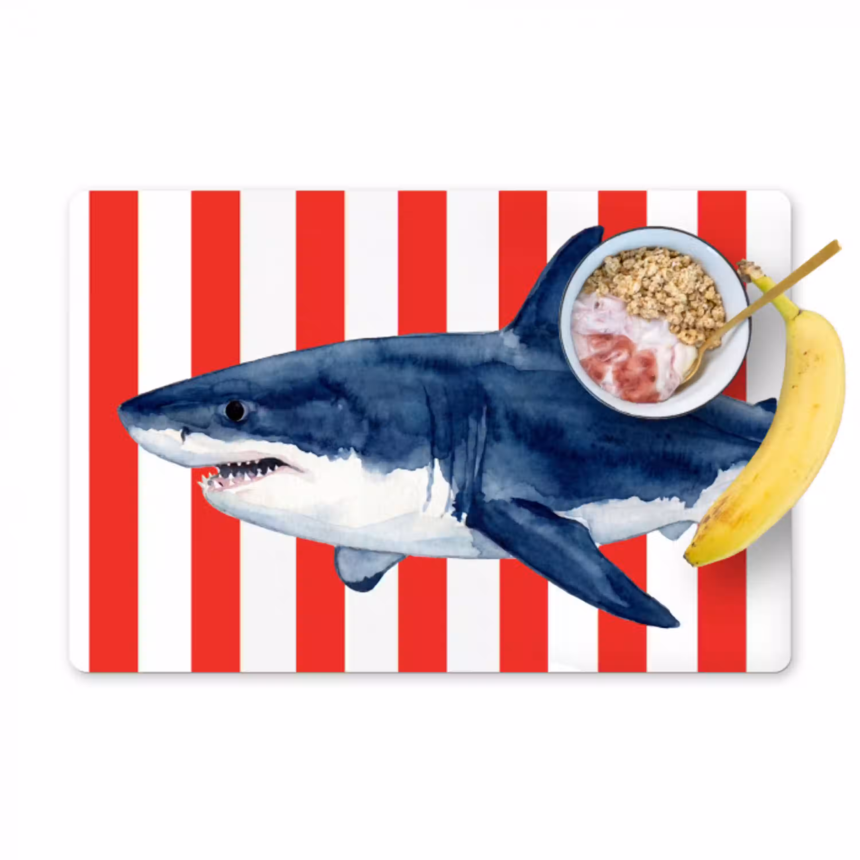 Vis - Haai - Zee - Illustratie - Blauw Placemat vinyl groot -zzzproduct_Kitchenyeah-website