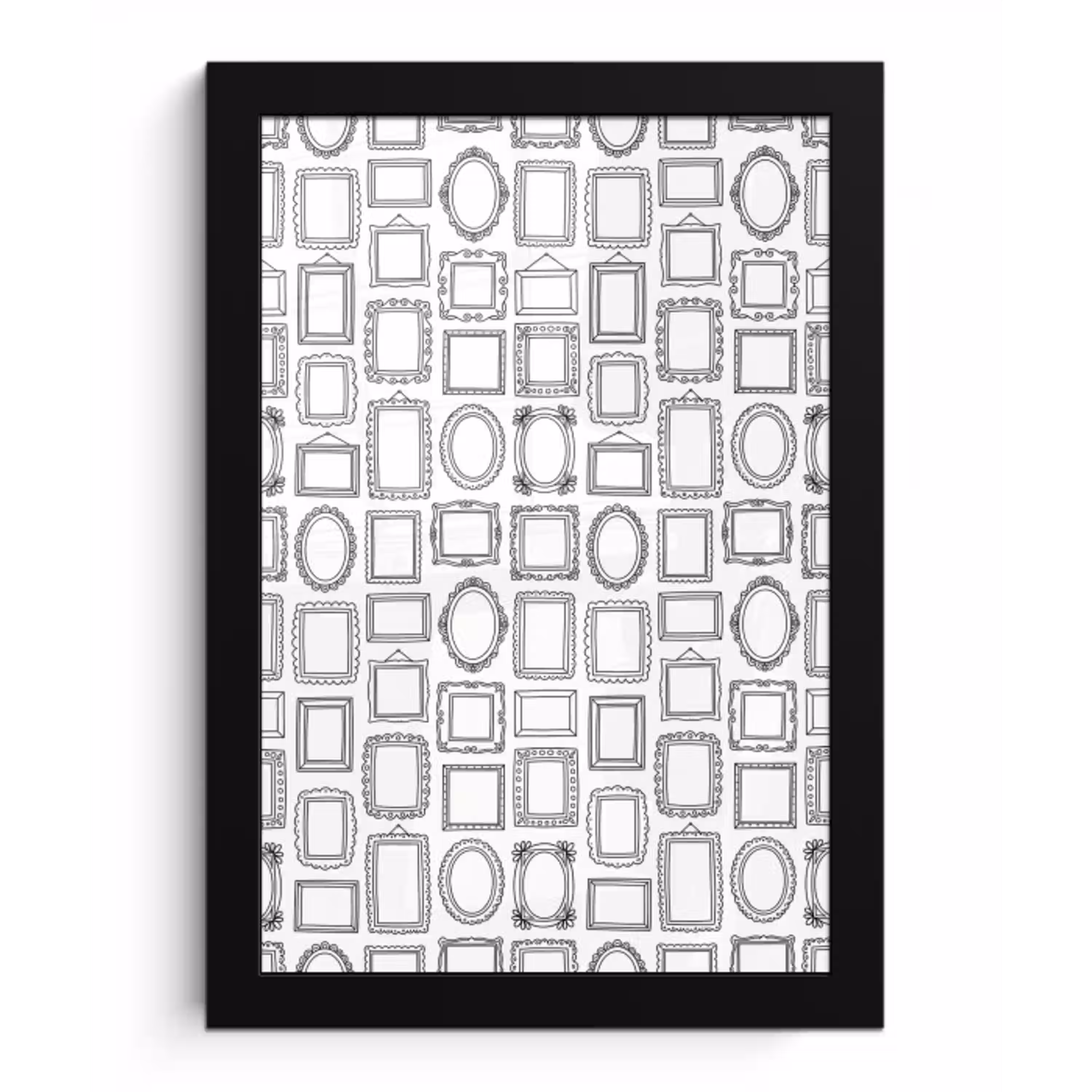 Lijsten - Patroon - Decoratie - Schets - Zwart-wit fotolijst zwart zonder passe partout klein -3d