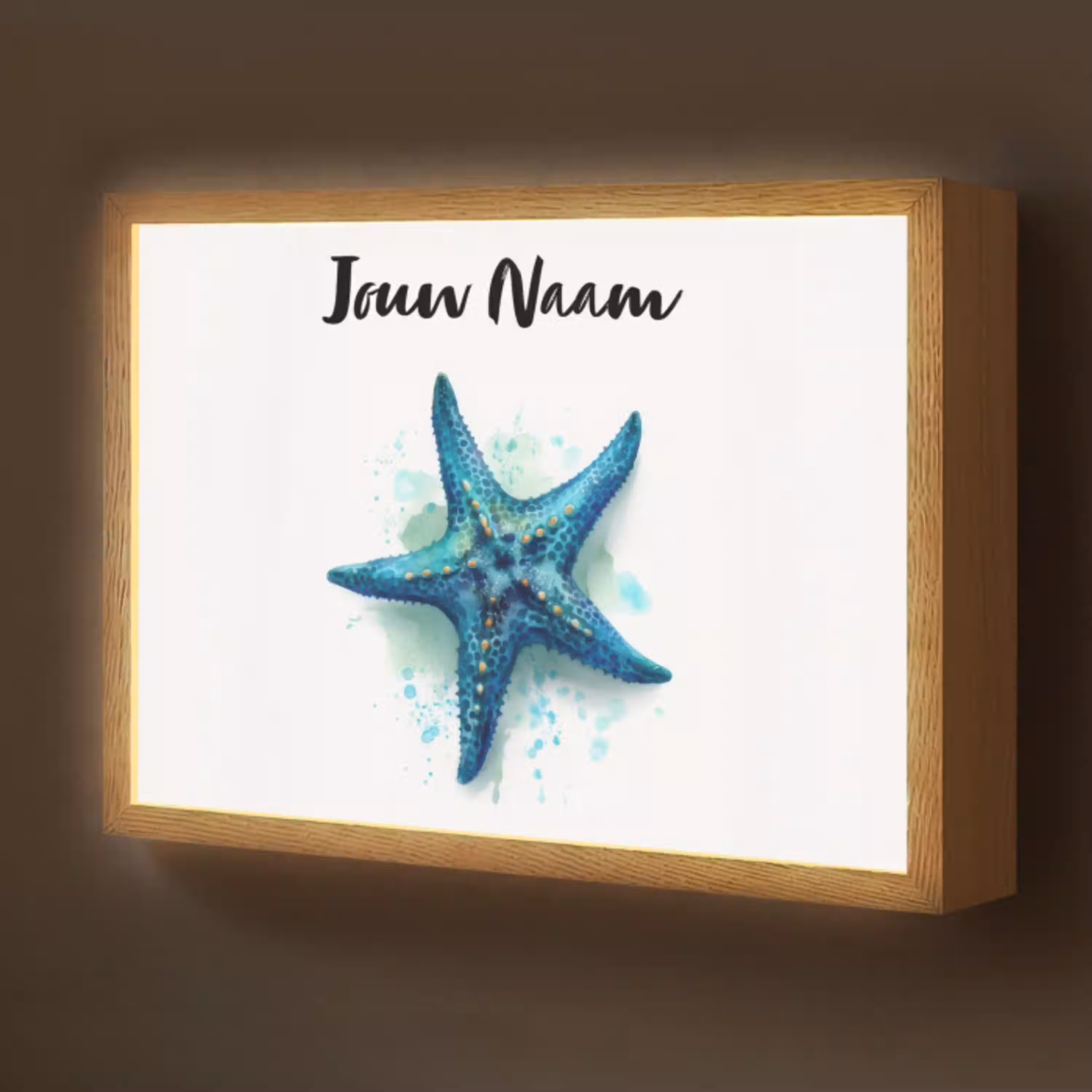 Zeester - Blauw - Spetters Light Box met batterij (Wandlamp kind) middel -z3d_website