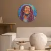 Regenboogkleuren - Man - schilderij Akoestische PET Vilt - Rond klein -sfeer1