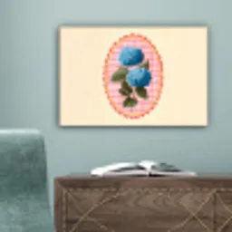 Bloemen - Blauw - Lijst - Bladeren canvas 2cm klein -sfeer4