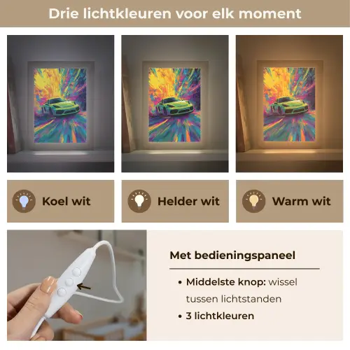 Sportauto - Groen - Verfstrepen - Kleuren Light Box met kabel klein -USP_lichtkleurNL