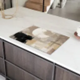 Abstract - Cirkel - Modern - Beige - Zwart - Minimalistisch Inductie beschermer vinyl 3mm klein -sfeer8