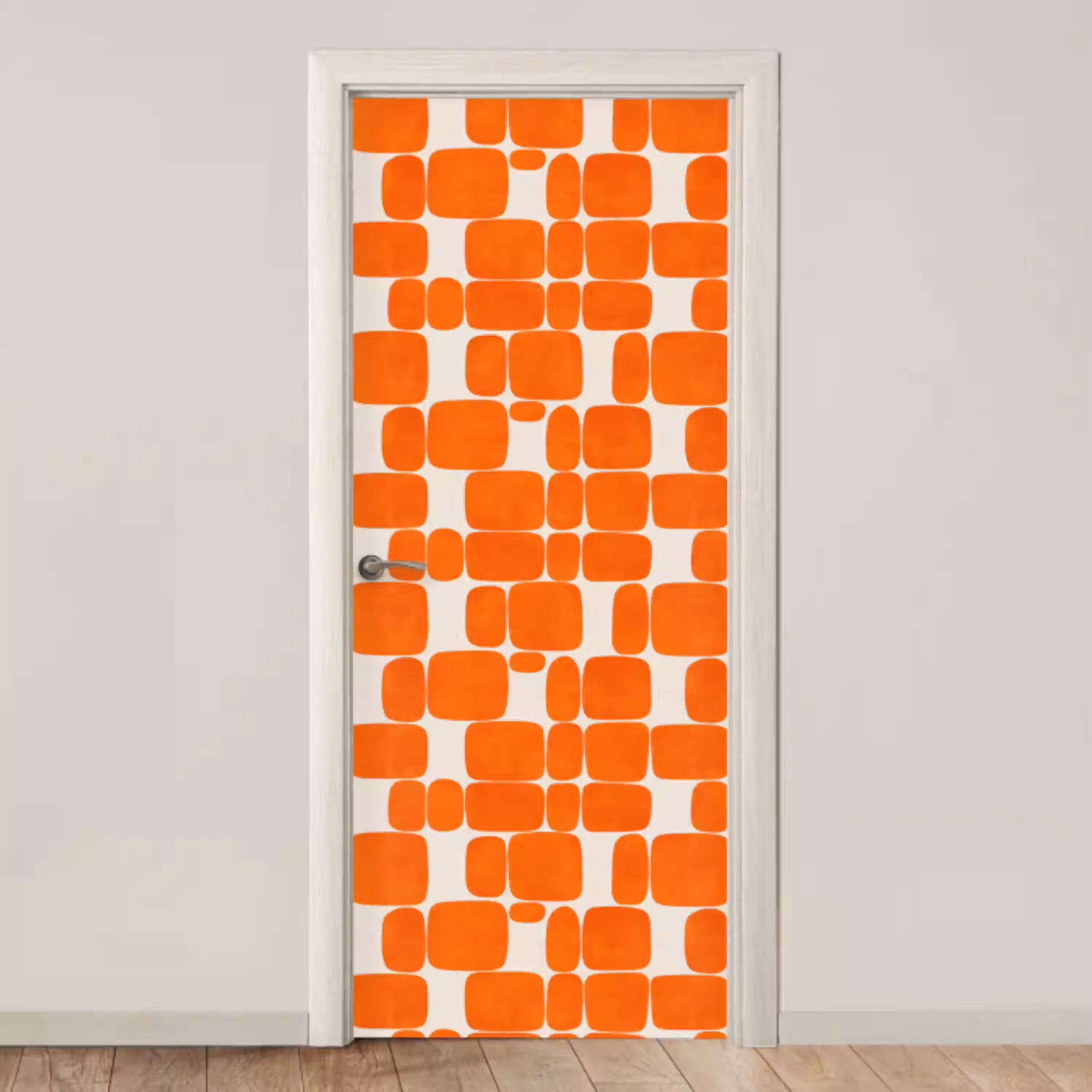 Patroon - Retro - Oranje deurposter klein 289 -3d_beige