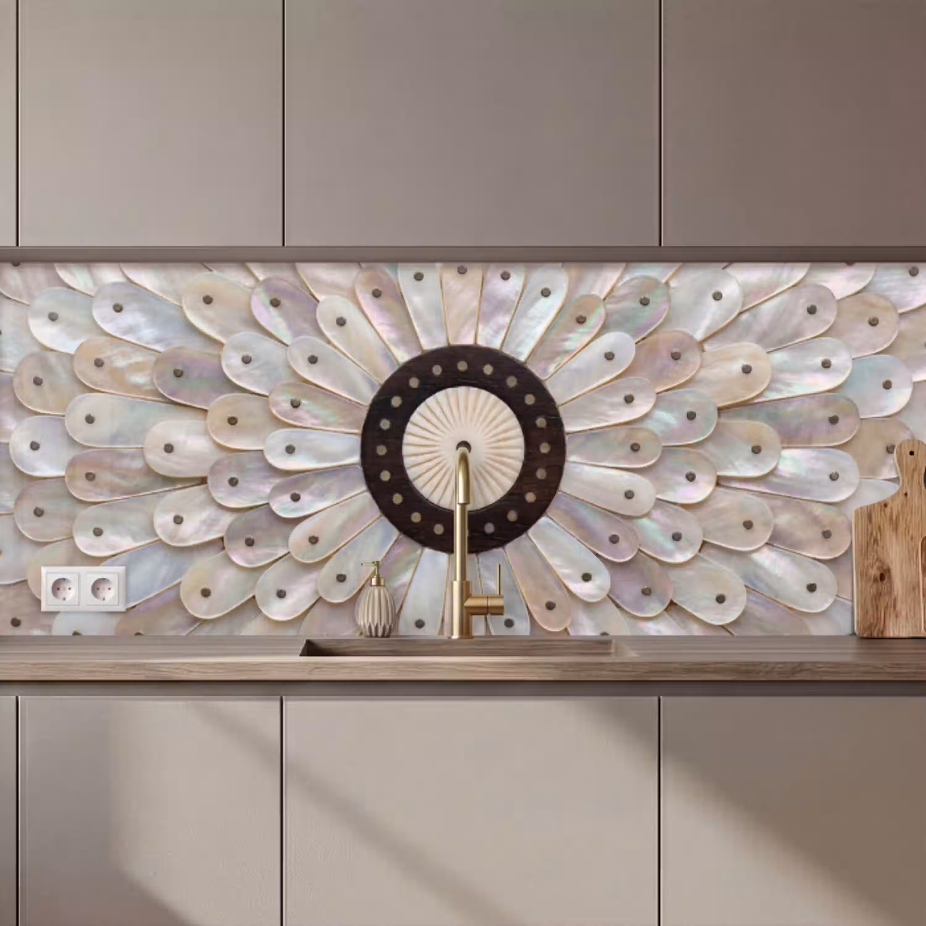 Parelmoer - Patroon - Decoratie - Ambacht - Wit keuken achterwand 2 middel zz_3dshopping