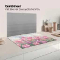 Tulpen - Veld - Lente - Roze Inductie beschermer vinyl 3mm klein -wsfeer7_website