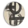 Cirkels - Balken - Zwart - Abstract Akoestische PET Vilt - Rond klein -3d