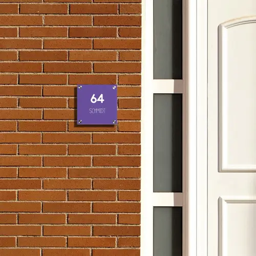 Donkerpaars - Modern Naambord Vierkant klein -sfeer3-XS