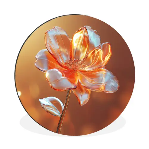 Glazen - Bloem - Zonlicht Wandcirkel aluminium klein -3d